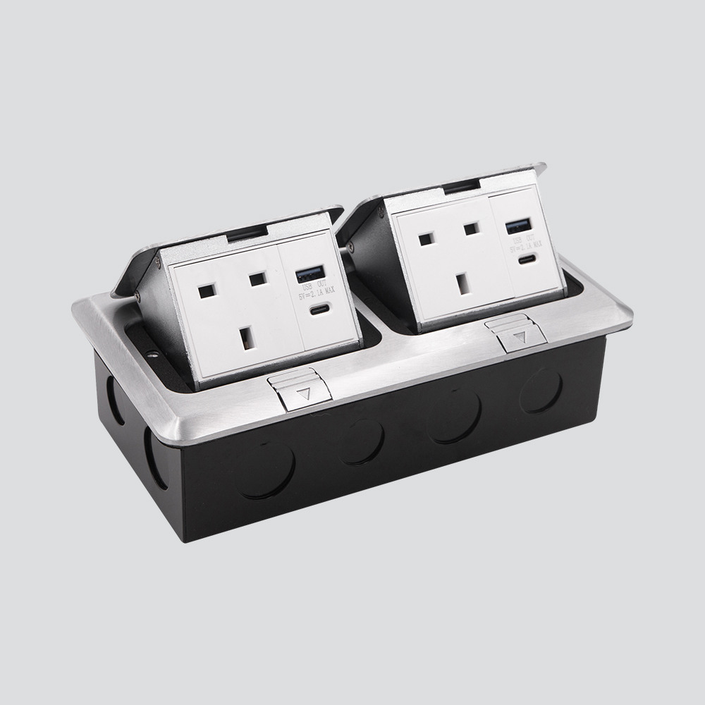 Floor Box Socket IP44 Hidden (Two Door)