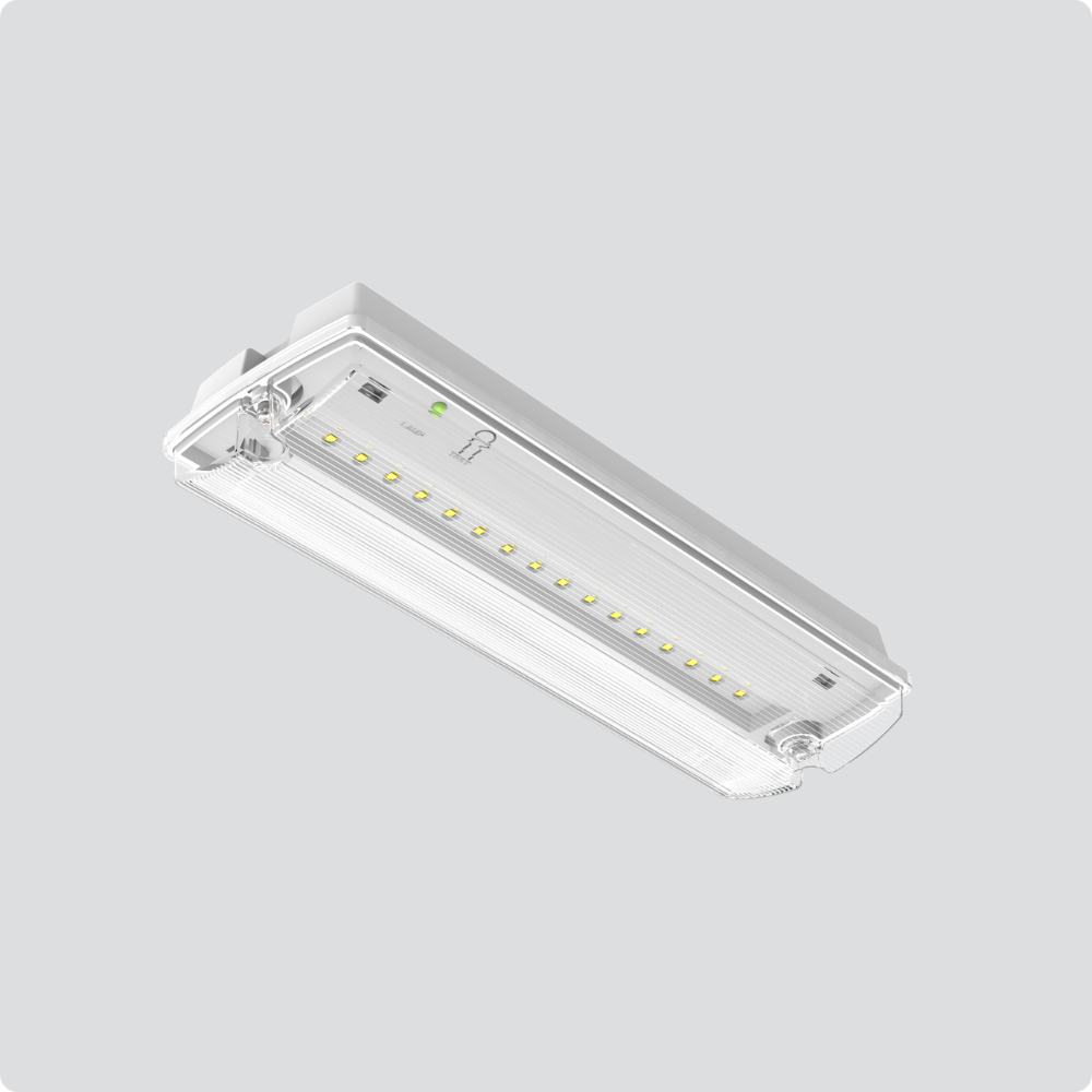 Emergency LED Bulkhead Light – 3W – 3 Hours – IP66 – Wall / Ceiling Mounted – EXIT Sign