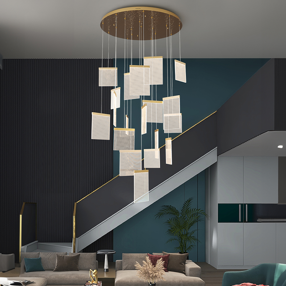 Laurel Luxury Gold LED Chandelier - 89W - Ideal for Majlis & High Ceilings