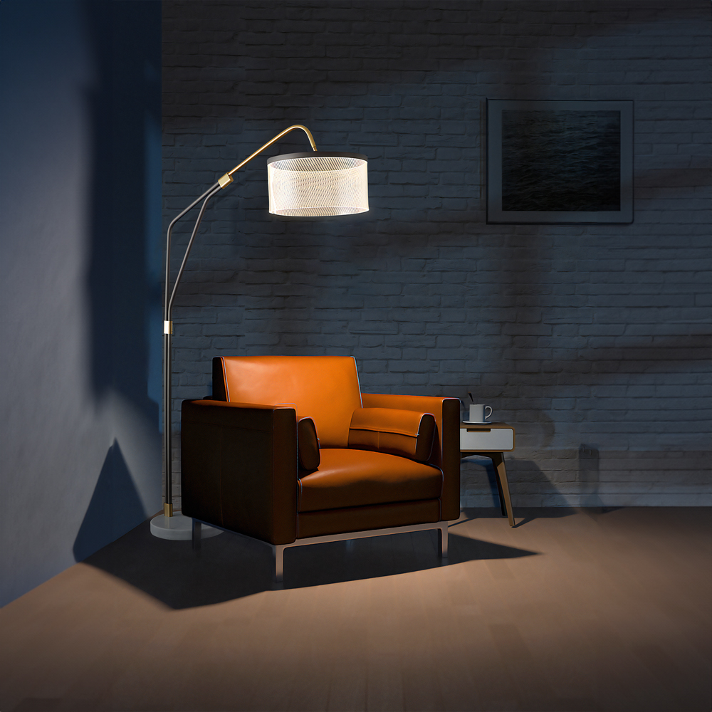 Louveira LED Floor Lamp 22W – Coffee Color, Modern Design