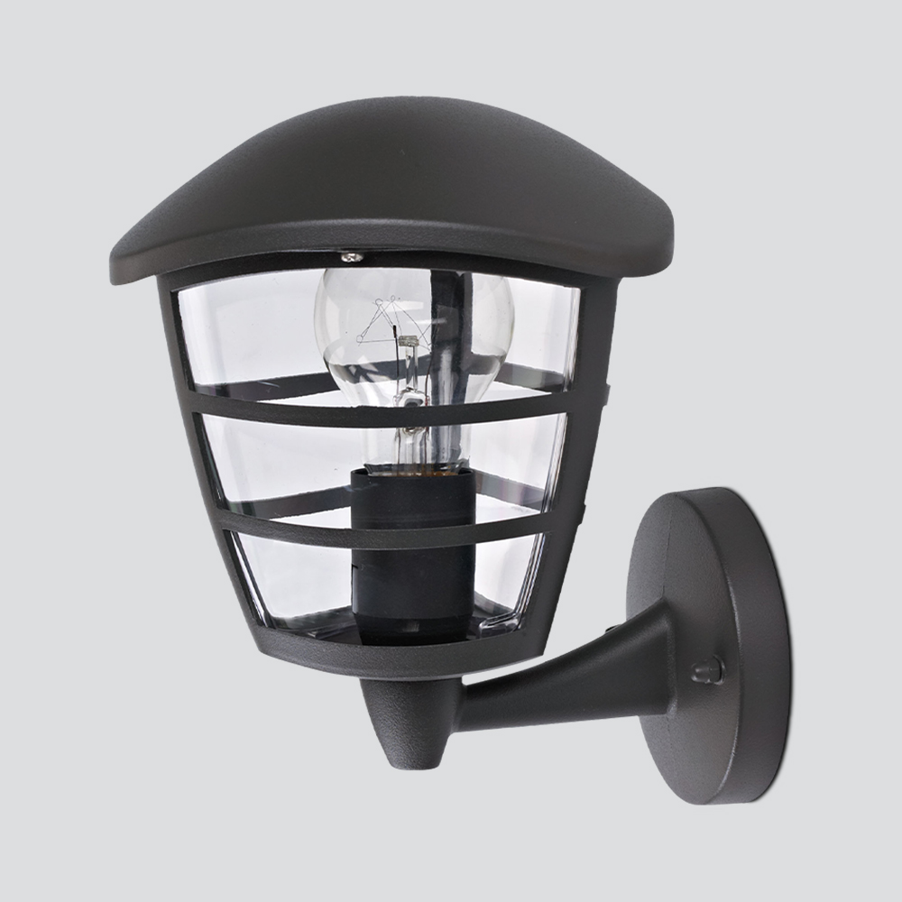 WALL-S E27-XW GR IP54 AL/PC CLEAR ORION1